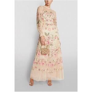 NEEDLE & THREAD Sz 8 US 12 UK Rosalie Beaded Floral Gown NWT